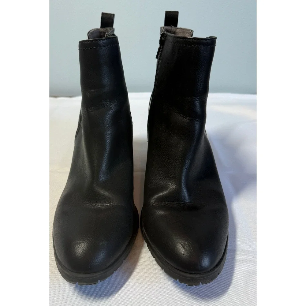 LifeStride Womens Black Faux Leather Chelsea Ankle Boots Block Heel Size 9.5 US
